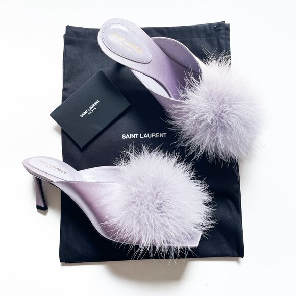 Saint Laurent Blanco 60 Sandal Mae Slip On Mule Poly Grey Size EU 40 US 10 NEW - Picture 10 of 16